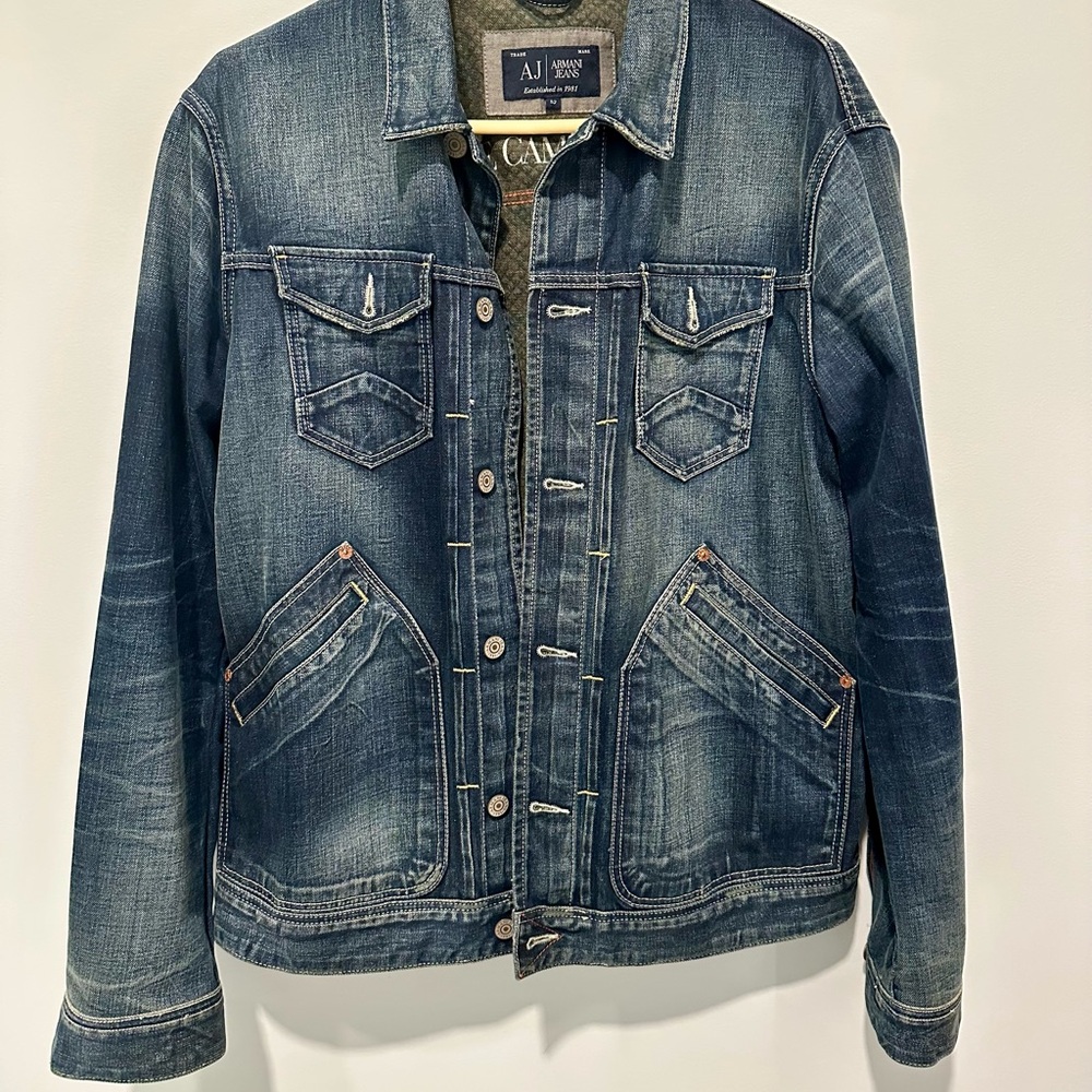 Armani Jeans Denim Jacket, US Sz 42-44, Italian Sz 52, Perfect